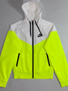 Nike Windrunner Colourblock Windbreaker – White/Volt Neon (S)