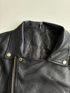 Black Faux Leather Asymmetric Zip Biker Jacket (S)
