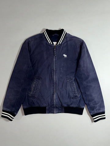 Abercrombie & Fitch Moose Logo Varsity Bomber Jacket – Faded Navy (XL)