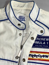 Vintage Intercrew Formula 1 Racing Team Jacket  White Blue Patches (L)