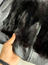 Ecrase Black Fur Front Leather Zip Jacket, Women’s (S)