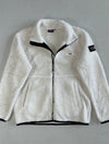 National Geographic White Sherpa Fleece Zip Jacket – Black Trim – Sleeve Patch (S)