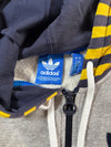 Vintage Adidas Grey Striped Trefoil Zip-Up Hoodie (XL)
