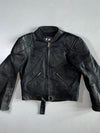 Panel-Stitched Black Leather Moto Jacket (M)