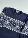 Carhartt Navy Fair Isle Knit Sweater – Nordic Pattern Crewneck (M)