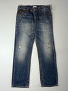 True Religion Ricky Relaxed Straight Big Stitch Distressed Jeans (W:36) (L:43)