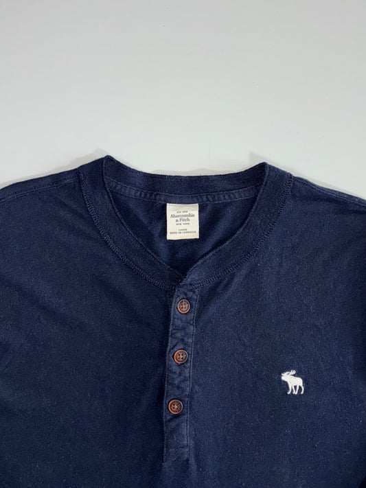 Abercrombie & Fitch Henley Long Sleeve T-Shirt – Navy (L)