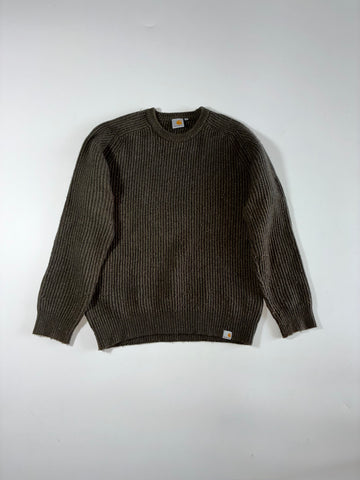 Carhartt | Olive Brown Chunky Rib Knit Sweater – Raglan Sleeve | (M)