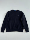 Polo Ralph Lauren Black Fuzzy Knit Crewneck Sweater with Grey Pony (S)