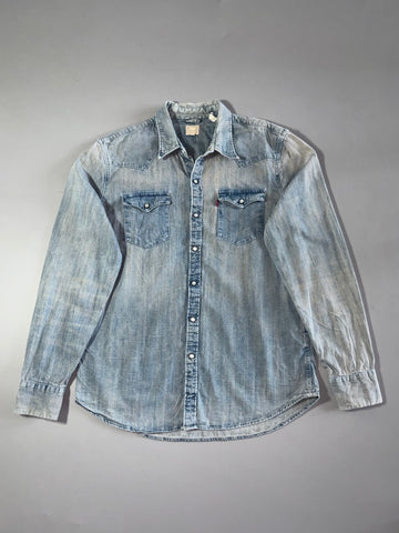 Levi's Light Wash Western Denim Snap Shirt | (M)