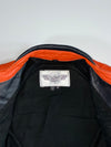 Daly Orange & Black Checkered Cafe Racer Leather Jacket (M)