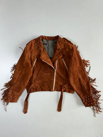 Vintage Studded Suede Fringe Moto Jacket Women’s (S)