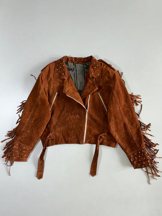 Vintage Studded Suede Fringe Moto Jacket Women’s (S)