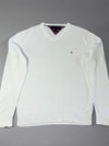 Tommy Hilfiger Premium Cotton V-Neck Sweater – White (L)