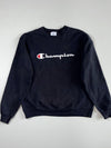 Champion Script Logo Crewneck Sweatshirt – Black (M)