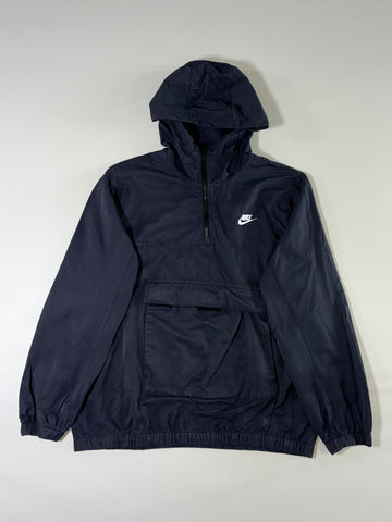 Nike Sportswear Black Hooded Half-Zip Anorak Windbreaker Jacket (L/XL)