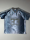 Metallic Silver Football Jersey – “Mershier Art 33” Graphic, Vintage Style (XL/2XL)