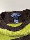 Vintage Polo by Ralph Lauren Brown & Lime Rugby Stripe Wool Sweater (XL)