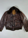 Vintage Distressed Premium Bomber (Detechable Collar) Leather Jacket (L)