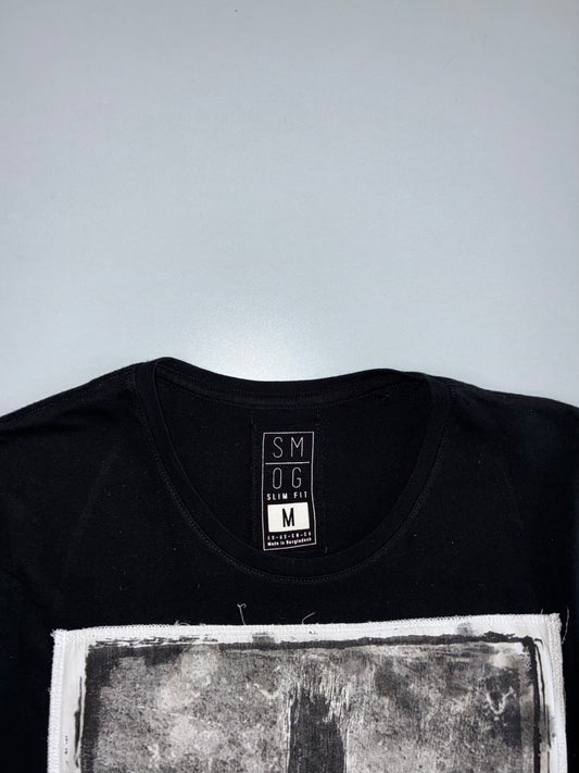 SMOG Slim Fit Cross Patch Graphic T-Shirt Black | 100% Cotton (M)