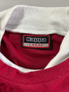 Kappa Maroon Mock Neck Fleece Top – White Collar Sporty Long Sleeve (S/M)