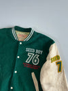 Seed Boy 76 Green Varsity Leather Sleeve Jacket (M/L)