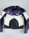 Vintage Probiker Genuine Leather Racing Jacket NGK / Champion / BOS Exhausts Patches  Carbon Fibre Elbow Guards Back Hump (Paded)(M/L)