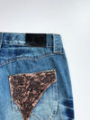 Big Train Osaka Blue Patchwork Distressed Flared Jeans (W:34 |L:43 )