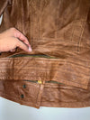 System Brown Leather Jacket with Topstitched Panels (XS)
