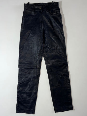 Vintage MaCadam Black Leather Straight Leg Pants (W:24) (L:40)