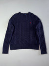 Polo Ralph Lauren Cable Knit Crewneck Sweater – Navy Blue (L)