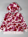 Bape Kids Pink ABC Camo Zip Hoodie – Pink/Maroon camo, Bape Sta tape sleeves,Kids (XXS)