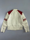 Vintage White & Burgundy Café Racer Leather Jacket (M)