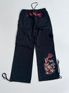Ed Hardy x Urban Outfitters Black embroidered Cargo Elastic Pants (W: 32, L:41)