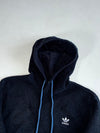 Adidas Originals Black Sherpa Fleece Hoodie – Embroidered Trefoil (XL)