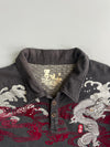 Japanese Dragon Wave Embroidered Polo Long Sleeve T-Shirt (Xl/2Xl)