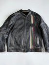 Triumph Original Distressed Pure Leather Biker Jacket | Union Jack Badge | Racing Stripes | Quilted Lining (2XL)