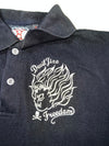 Grace & Fury | Japanese Jizo Embroidered Black Polo | (M)