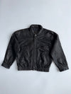 Vintage Black Leather Bomber Jacket (M)