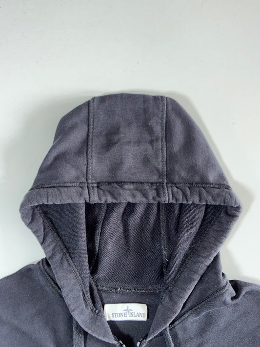 Stone Island Zip-Up Hoodie – Black, Garment Dyed, Men’s  (L/XL)