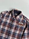 5th Street Premium Patch Embroidered Plaid Flannel Shirt – Brown/Navy (S)