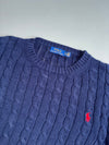 Polo Ralph Lauren Navy Cable Knit Short Sleeve Sweater – (2XL)
