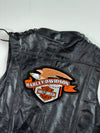 Vintage Euro Stars Harley Davidson Patch Lace-Up Leather Biker Vest (XL)