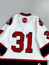 Vintage Nepean Raiders #31 White Red Black Canadian Minor Hockey Mesh Game Jersey (XL)