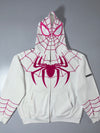 Battlekid Spider-Web Embroidered Full-Zip Hoodie – White/Pink (2XL)