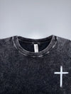 Mineral Wash Cross Graphic Tee – Charcoal (L|/XL)