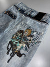 Japanese Vintage | Samurai Embroidered Distressed Jeans | Grey Wash (W:28|L:43)