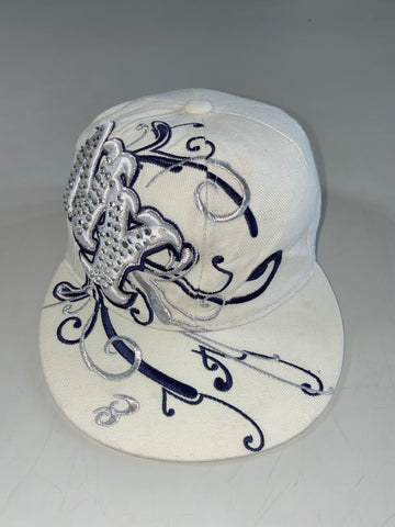 Y2K K&B Ethos NY Rhinestone Embroidered White Fitted Cap (54cm)