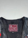 Vintage Leather Club Black Leather Biker Vest – Hollywood Eagle Embroidery & Pins (2XL)