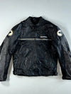 Bering Black & Grey Leather Motorcycle Racing Jacket Padded (M)